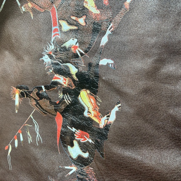 VINTAGE SCULLY BOMBER LEATHER JACKET - W ART ON BACK Size 48 - Picture 9 of 15